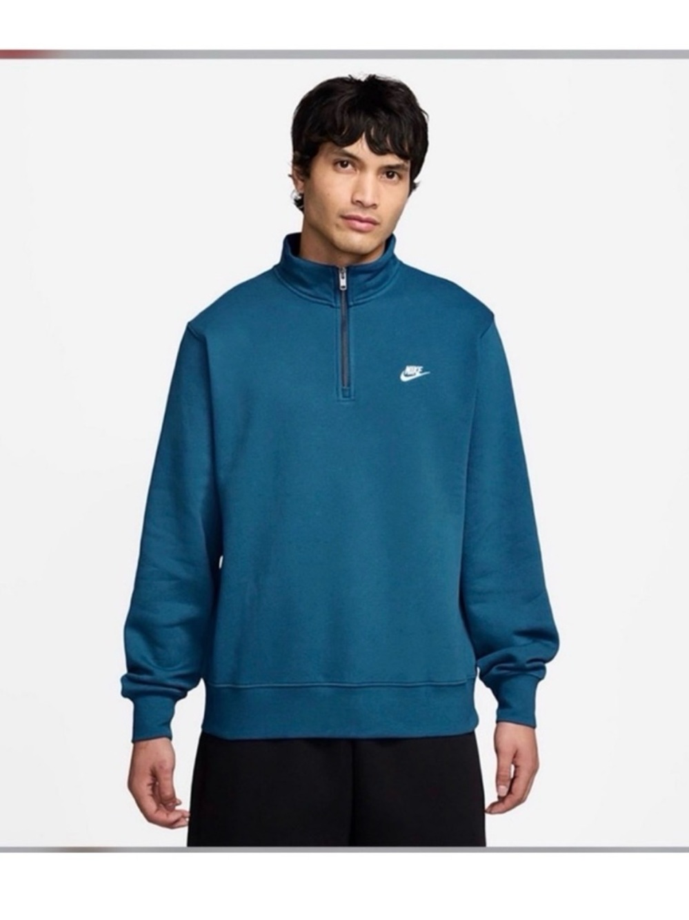 Nike Men's Teal Zip-Up Quarter-Zip Sweatshirt